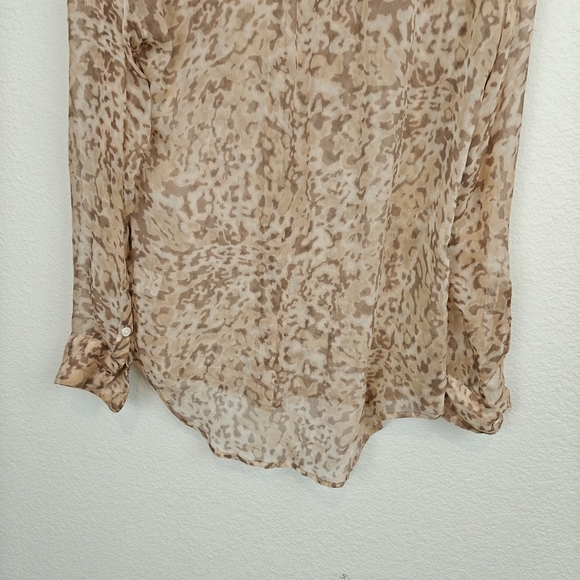 EQUIPMENT Femme Leopard Animal Print Sheer Chiffon Silk Button-Up Blouse XS - Picture 12 of 14